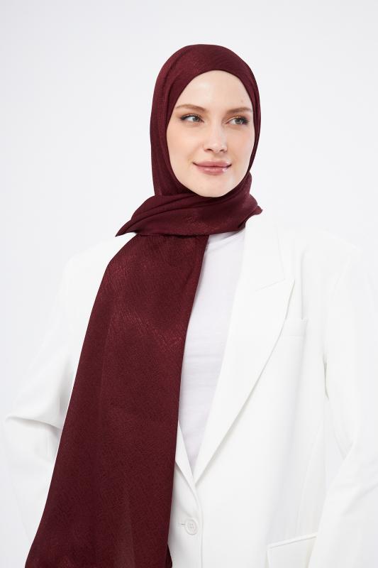 Sakafashion%20Hasır%20Desenli%20Jakarlı%20Şal-BORDO%20