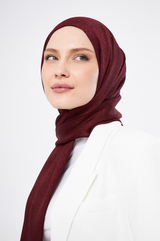 Sakafashion%20Hasır%20Desenli%20Jakarlı%20Şal-BORDO%20