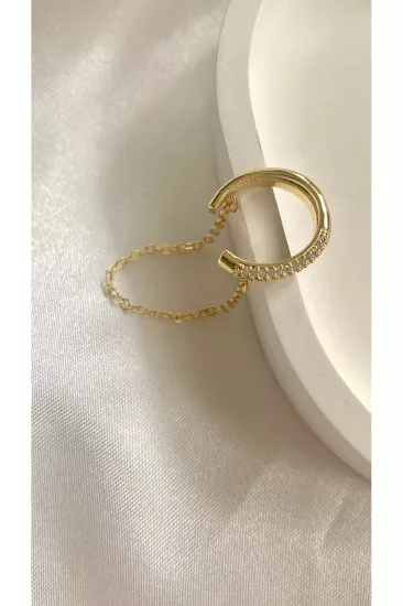 Gold Zincirli Kıkırdak Küpe