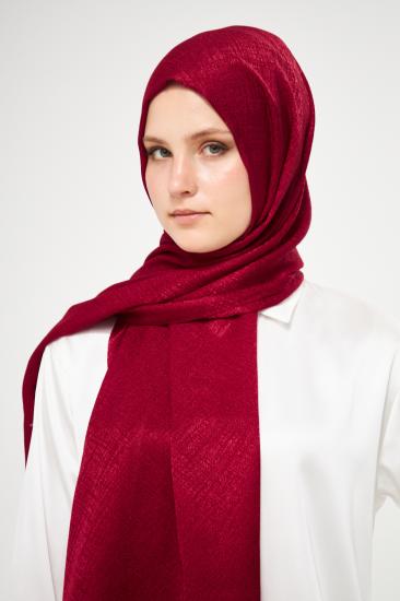 SakaFashion Hasır Desenli Jakarlı Şal - BORDO 