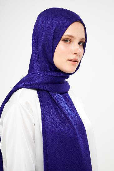 SakaFashion  Hasır Desen Jakarlı Şal - SAKS MAVİSİ