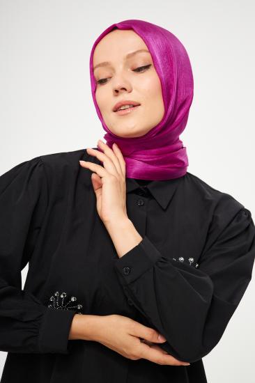 SakaFashion Jakarlı Ağaç Kabuğu Desen Şal - FUŞYA 