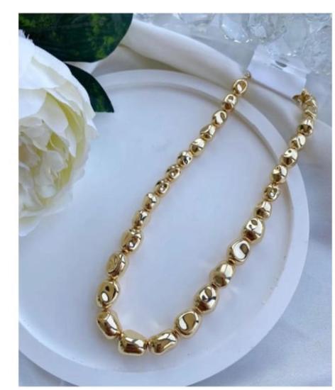 GOLD ASİMETRİK OVAL TOP KOLYE  